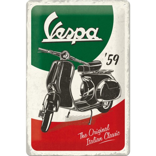 Placa Metal 20x30 Vespa The Italian Classic Retro Vintage