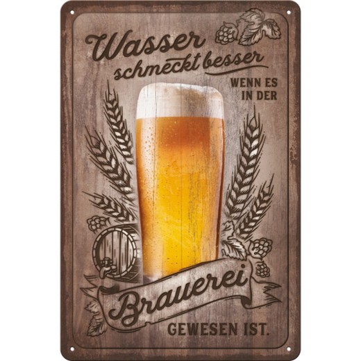 Placa Metal 20x30 Wasser schmeckt besser Cerveza Retro Vintage