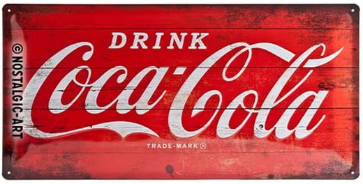 Placa Metal 25x50 Coca-Cola Logo Red Retro Vintage