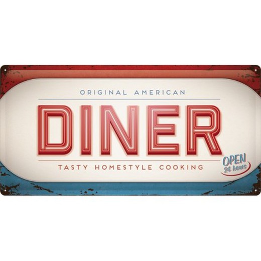 Placa Metal 25x50 Diner Retro Vintage