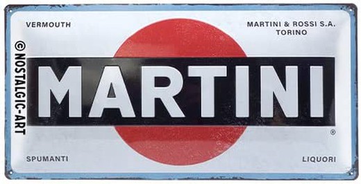 Placa Metal 25x50 Martini Martini Logo Blanco Retro Vintage