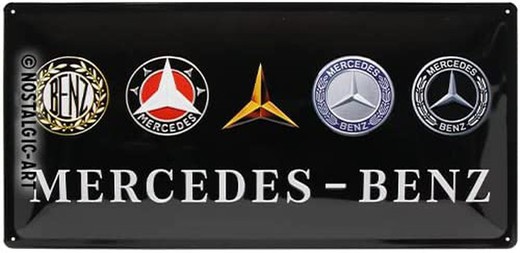 Placa Metal 25x50 Mercedes-Benz Mercedes-Benz Logo Evolution Retro Vintage