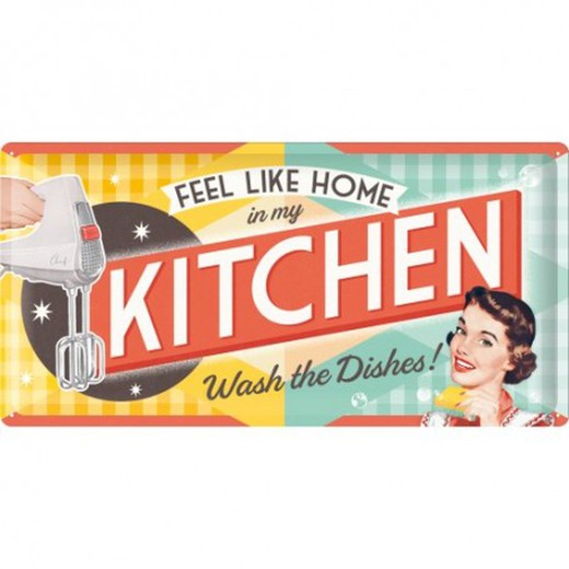 Placa Metal 25x50 Say it 50's Kitchen Retro Vintage