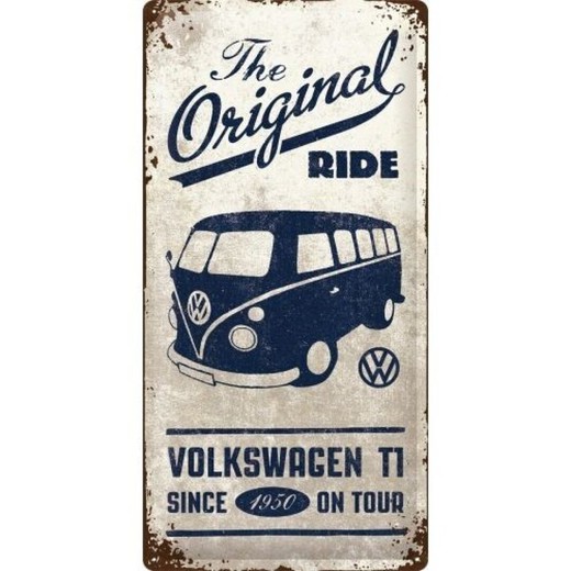 Placa Metal 25x50 VW Bulli The Original Retro Vintage