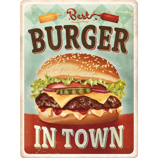 Placa Metal 30x40 Best Burger Retro Vintage