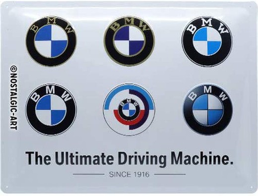 Placa Metal 30x40 BMW Logo Evolution Retro Vintage