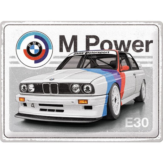 Placa Metal 30x40 BMW M Power Retro Vintage