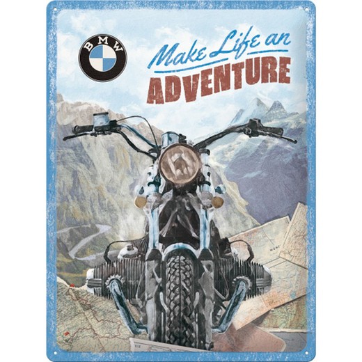 Placa Metal 30x40 BMW Make Life an Adventure Retro Vintage