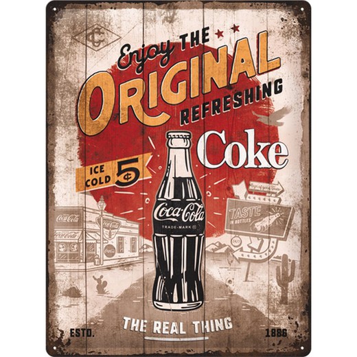 Placa Metal 30x40 Coca-Cola Original Coke Highway 66 Retro Vintage