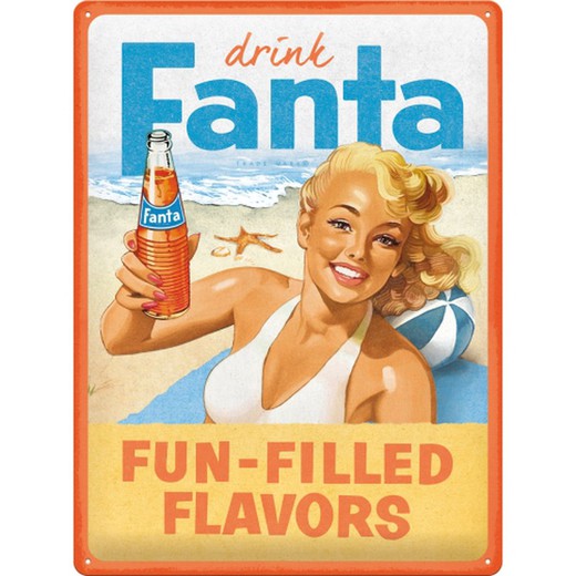 Placa Metal 30x40 Fanta Beaxh girl Retro Vintage