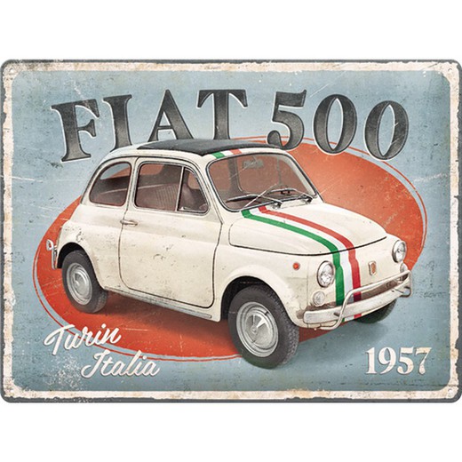 Placa Metal 30x40 Fiat 500 Retro Vintage