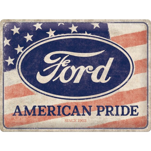 Placa Metal 30x40 Ford American Pride US Flag Retro Vintage