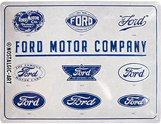 Placa Metal 30x40 Ford Ford Logo Evolution Retro Vintage