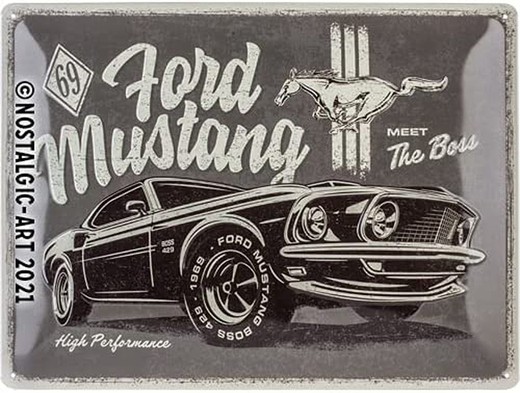 Placa Metal 30x40 Ford Mustang The Boss Retro Vintage