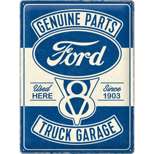 Placa Metal 30x40 Ford V8 Truck Parking Retro Vintage