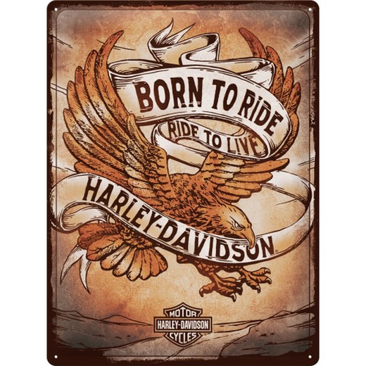 Placa Metal 30x40 Harley Davidson Borno to ride eagle Retro Vintage