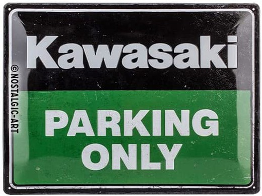 Placa Metal 30x40 Kawasaki Parking only green Retro Vintage