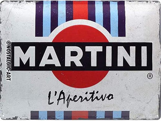 Placa Metal 30x40 Martini L'Aperitivo Racing Stripes Retro Vintage