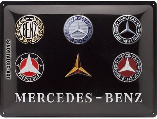 Placa Metal 30x40 Mercedes-Benz Mercedes-Benz Logo Evolution Retro Vintage