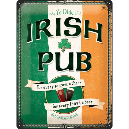 Placa Metal 30x40 Open Bar Irish Pub Retro Vintage