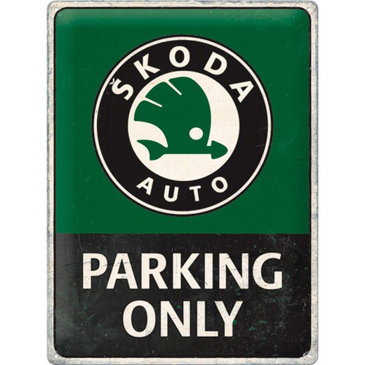 Placa Metal 30x40 Skoda Parking Only Retro Vintage