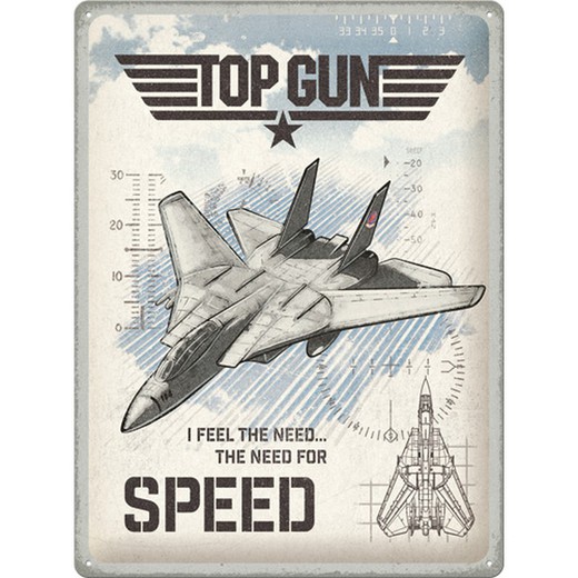 Placa Metal 30x40 Top Gun Speed Retro Vintage