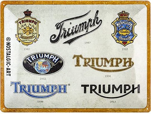 Placa Metal 30x40 Triumph Logo Evolution Retro Vintage