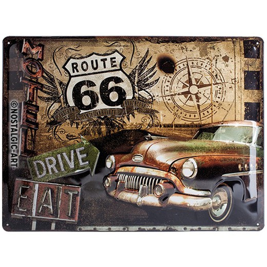 Placa Metal 30x40 USA Ruta 66 USA Road Trip Retro Vintage