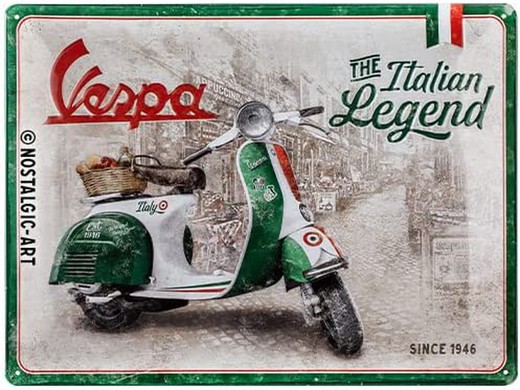 Placa Metal 30x40 Vespa Italian Legend Retro Vintage