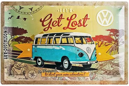 Placa Metal 40x60 Volkswagen VW Bulli Let's Get Lost Retro Vintage