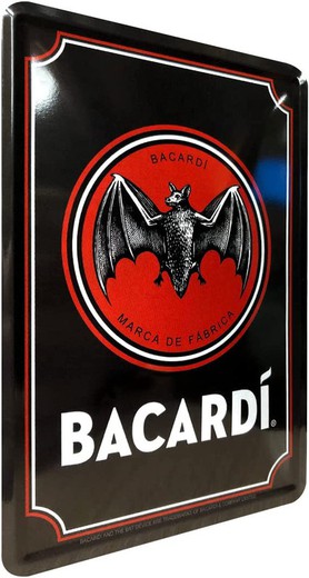 Postal Metal Bacardi Logo Black Retro Vintage