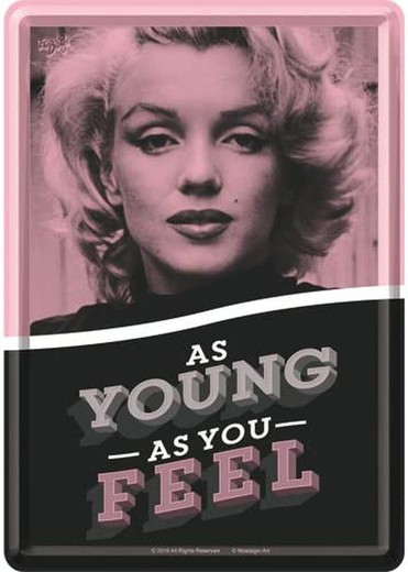 Postal Metal Celebrities Marilyn As Young As You Feel Retro Vintage