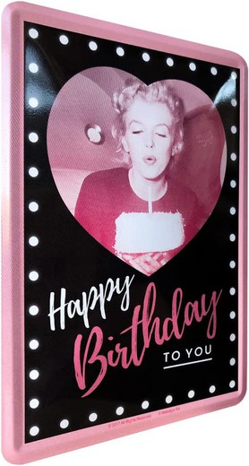 Postal Metal Celebrities Marilyn Happy Birthday Retro Vintage