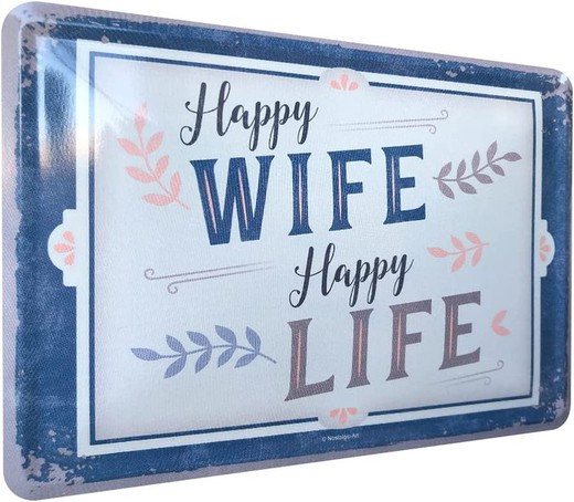 Postal Metal Happy Wife Happy Life Retro Vintage