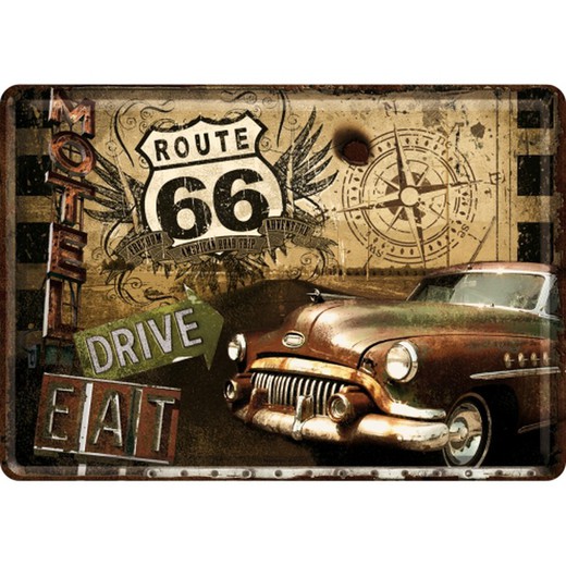 Postal Metal USA Ruta 66 USA Road Trip Retro Vintage