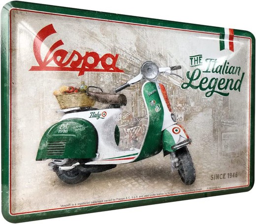 Postal Metal Vespa Italian Legend Retro Vintage