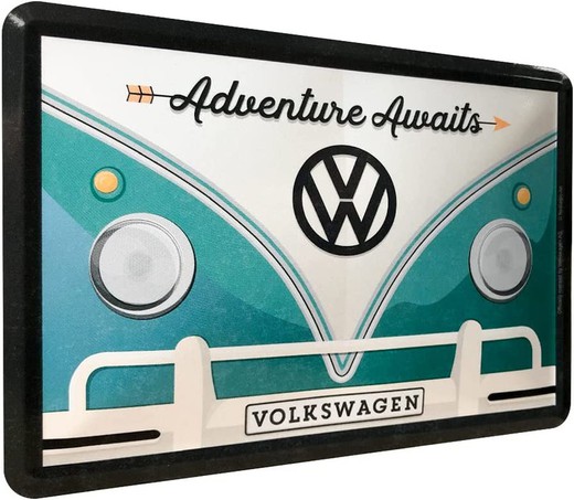 Postal Metal Volkswagen VW Bulli Adventure Awaits Retro Vintage