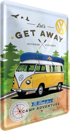 Postal Metal Volkswagen VW Bulli Let's Get Away! Retro Vintage