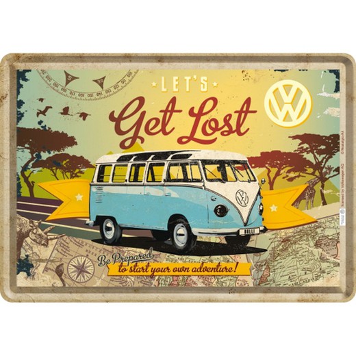 Postal Metal Volkswagen VW Bulli Let's Get Lost Retro Vintage