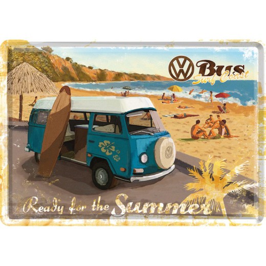 Postal Metal Volkswagen VW Bulli Ready for the Summer Retro Vintage