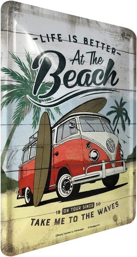 Postal Metal VW Bulli Beach Retro Vintage