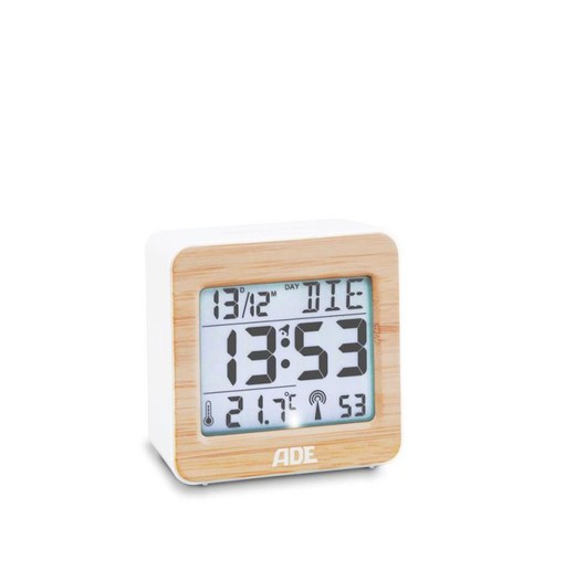 Reloj alarma con termómetro bambu Ade