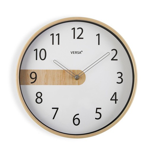 Reloj cocina pared blanco detalle madera 30,5 cm