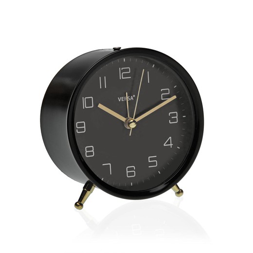 Reloj decorativo detalles dorados despertador negro