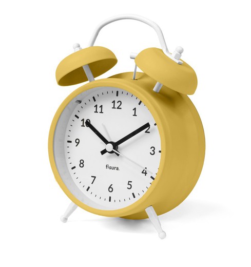 Reloj despertador Retro Amarillo & Blanco Fisura