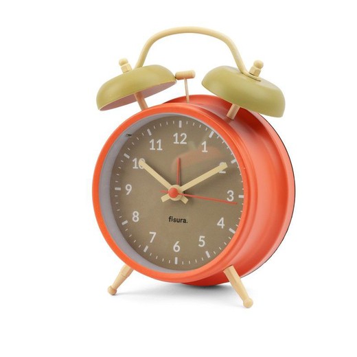 Reloj Despertador Retro Beige Naranja Fisura Regalo