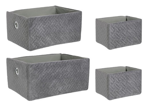 Set 4 Cestas Rectanguales Gris