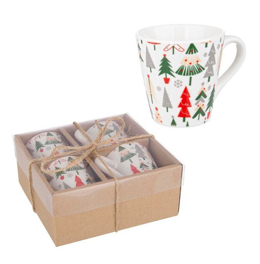 Set 4 Tazas de Navidad Livigno Blanco decoración de navidad para casa