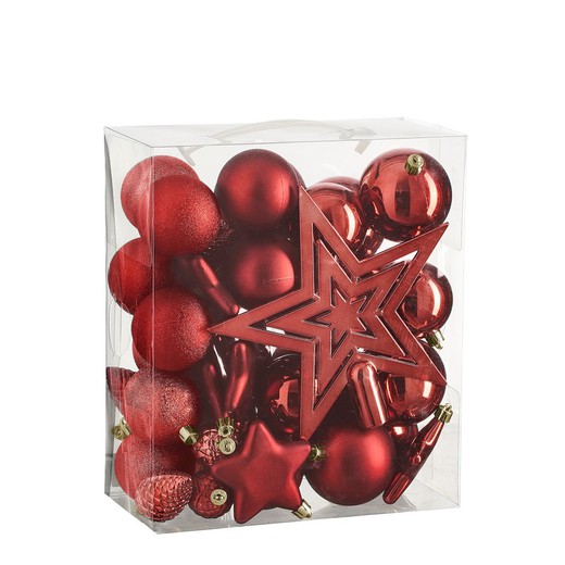 Set 40 Bolas Minis Rojo Decoración Arbol Navidad Edelmann