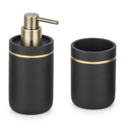 Set de Baño Dosificador Vaso Negro